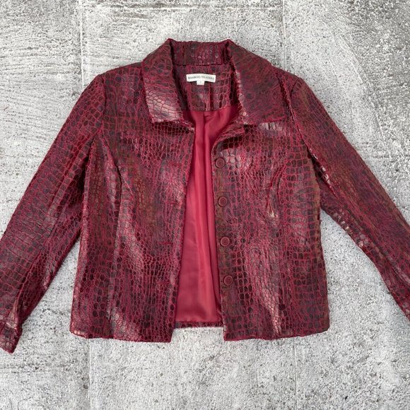 Bamboo Traders Women Jacket Red Faux Leather Man Made Material Coat Size M - Picture 2 of 7